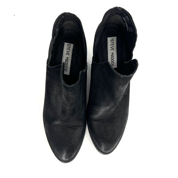 Steve Madden Women’s Black Distressed Leather Ankle Booties Size 6 - Picture 8 of 11